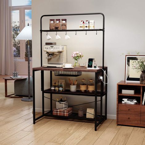 Kitchen Island Shelf with Charging Station & Hooks (1/5)