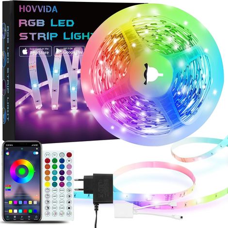Ruban LED 5M, 30 LED/Mètre, 1x5M, 24V RVB Bande LED, 150 LED, APP et Télécommande, Synchronisation de la Musique, Mode Minuterie, pour Chambre, Salle de Jeux, Fête, Festival (1/5)