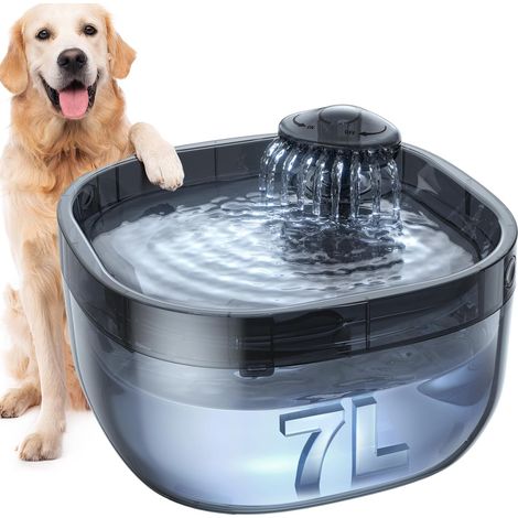 7L Fuente para Perros, Fuente de Agua para Gatos con 2 Filtros de Carbón, Bomba de Agua Súper Silenciosa, Luz LED, Fácil de Instalar y Limpiar (1/5)