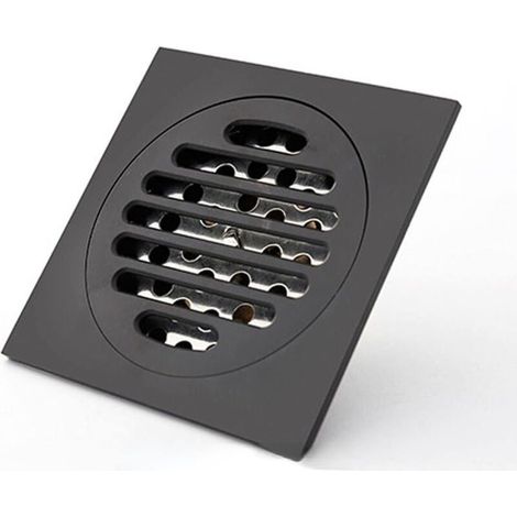 Trywise Siphon de douche carré en laiton noir mat anti-odeurs, 10 cm, pour baignoire et douche, grille de drainage, siphon de douche, piège à cheveux, couvercle de siphon de douche extérieur (1/4)