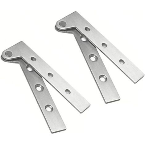 Ensemble de 2 Charnières à Pivot de Porte Cachées en Acier Inoxydable à Rotation de 360 Degrés, Charnières à Couteau Décalé de 4 Pouces, Charnière à Pivot Dissimulée, Argent Brossé (1/5)
