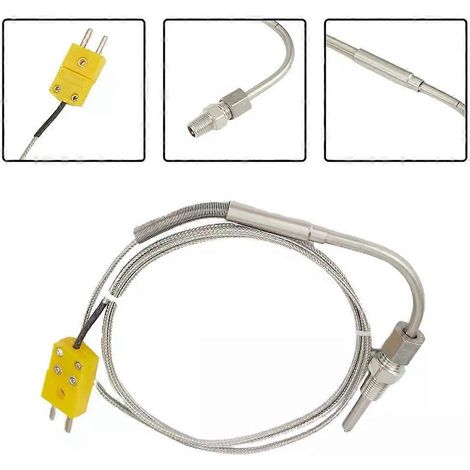 1 Stück Abgastemperaturfühler Typ K (EGT) mit Thermoelement, Hochtemperatursensor, 1/8 NPT-Gewinde, 2 m Kabel, einstellbare Druckverriegelung