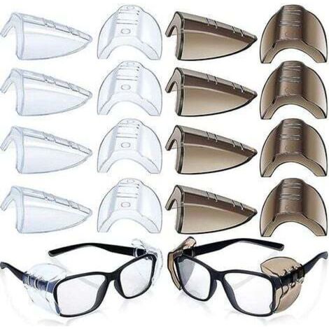 8 pairs of safety glasses with side protection, non-slip, transparent and flexible