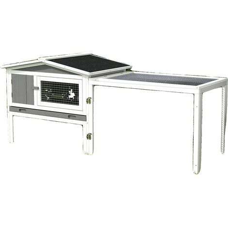 Jaula para conejos, de madera, dimensiones: 122 cm x 61 cm x 91 cm, apta para animales pequeños, bandeja de limpieza extraíble, puertas con cerradura. (1/5)
