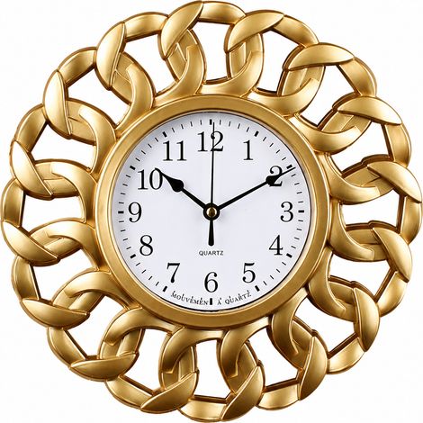 Horloge murale ronde à quartz style scandinave dorée motif noué 3 25 × 5 × 25 cm 255 g – Livraison gratuite