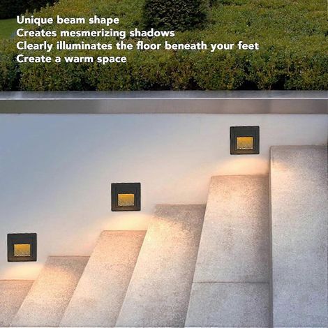 Spot d'escalier LED 3W étanche IP65, blanc chaud 3000K - encastré pour intérieur/extérieur, éclairage 260 lm (1/4)