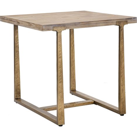 Tavolo Ankara quadrato in MDF e ferro naturale e oro 80x80x76 cm