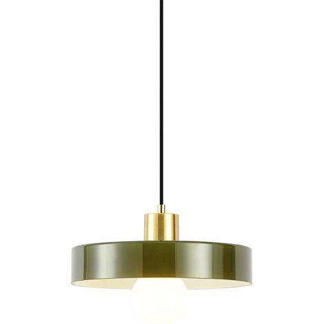QAZQA Lampada a sospensione jina - Retrò - Vetro,Acciaio - Verde/Oro/Nero - Tondo Max. 1 x Watt
