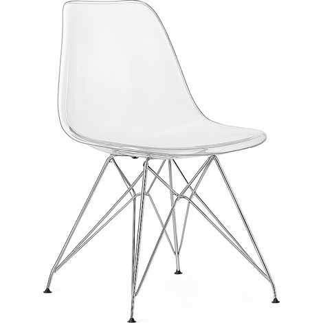 Silla Stella Estructura Asiento Polipropileno Color Transparente 48x41x82cm Comedor Oficina Salón Teletrabajo Cocina Cromada Hostelería - ORION91oficial® (1/5)