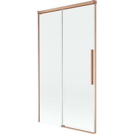 Mexen Rox mampara de ducha de 2 paneles deslizantes 100 x 150 cm, transparente, cobre cepillado - 8C9-100-001-65-00
