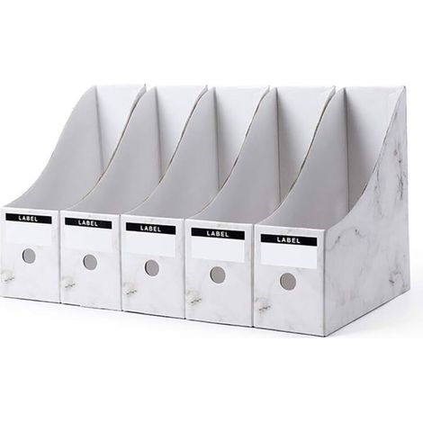 Portariviste, portadocumenti, scatola portaoggetti, organizer, per documenti, formato A4, raccoglitore per riviste, per ufficio, scuola e casa (bianco) - Crezuo