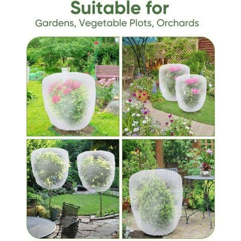 Filet anti-oiseaux pour jardin avec cordon de serrage, lot de 4 de 1 x 0,8 m, protection tomates, légumes, myrtilles (1/4)