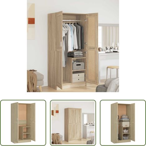 Holzkleiderschrank -  Kleiderschrank Sonoma-Eiche 82,5x51,5x180 cm Holzwerkstoff (1/5)
