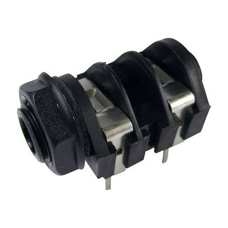 Jack 6.35 mm embase femelle horizontale Cliff CL1174A Nombre de pôles: 2 mono noir 1 pc(s) (1/2)