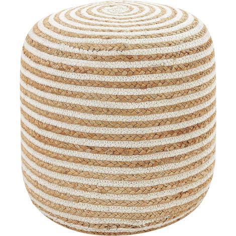 Pouf RESAFA Jute Weiß Beige