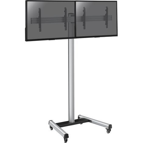 Support sur roulettes pour 2 écrans TV 43'' - 49'' - Hauteur 240cm (1/3)