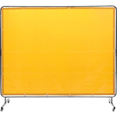 VEVOR Rideau de Soudage avec Cadre, 1,8x2,4 m Ecran de Protection pour Soudure en Vinyle Ignifuge sur 4 Roues Pivotantes 2 Verrouillables, Rideau Mobile Professionnel pour Atelier, Industrie, Jaune