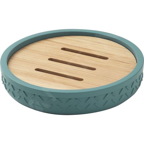 Porte-savon sur pied THEA, vert/bambou (1/2)