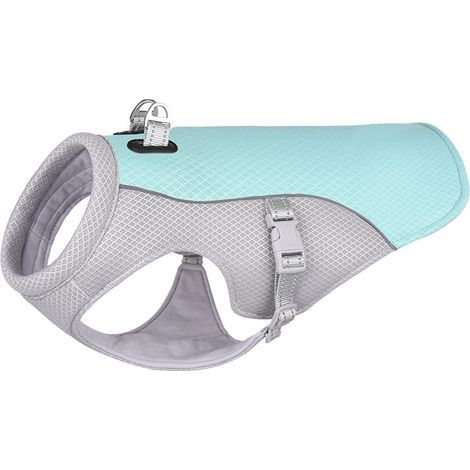 Gilet rafraîchissant pour chien en maille respirante, frais et confortable pour l'été doté de sangles réglables et de bandes réfléchissantes convient aux grands chiens. Taille XL. (1/5)