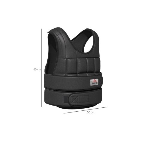 Gilet lesté 30 kg réglable avec 35 poches de poids, veste de musculation en tissu résistant noir 60 x 50 cm pour entraînement intensif  CHICFURN (1/5)