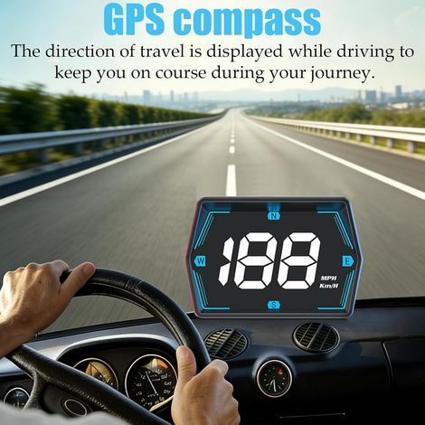Affichage tête haute (HUD) numérique pour voiture, compteur de vitesse USB Plug & Play 7,7 cm, compteur de vitesse GPS universel avec toit pour tous types de véhicules (G20) (1/4)