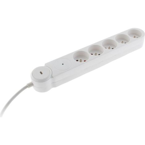 Multiprise parafoudre Iota 5x16A + interrupteur - Blanc - (1/4)