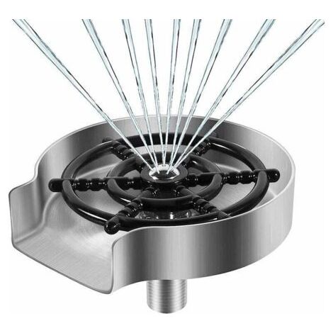 QORVA-Rince Verre en Acier Inoxydable, Accessoires pour Evier de Cuisine, Rondelle en Métal, Rince Verre Evier, Nettoyeur Verre, Accessoires de Cuisine, Argent Mat