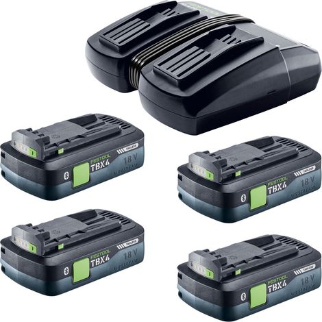 Festool Energie Set 18V 4xTBX4/TCL6DUO mit 4x BP 18 TBX 4 C-ASI Akku 18 V 4,0 Ah ( 4x 578745 ) + TCL 6 DUO Doppel Ladegerät ( 577017 )