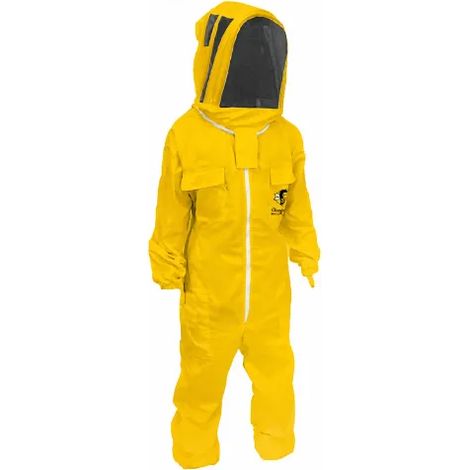 Art.258 Tuta apicoltura in cotone 100% con cappuccio e velo staccabili - Giallo - XXXL