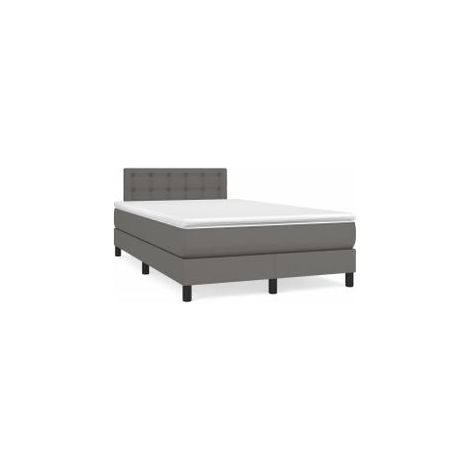 Sommier à lattes de lit avec matelas Gris 120x200 Similicuir (1/5)
