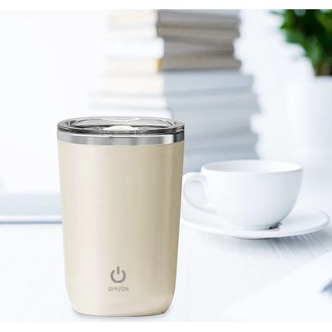 Mug mélangeur à café électrique magnétique en acier inoxydable 304, beige (1/3)