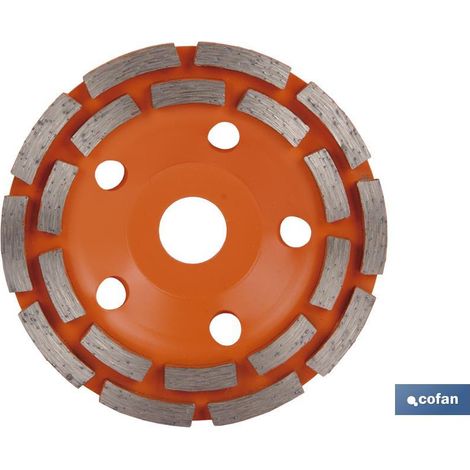 COFAN corona doble pista mamposteria 180mm - h22,2 , Corona Doble de Pista de Mampostería. Ideal para desbaste de paredes, muros, granitos, piedras y hormigones. Ideal para albañil (1/5)