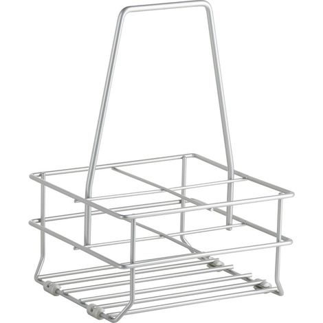 Kesseböhmer Flaschentragekorb mit Bodengleitern für 4 Flaschen, Chrom matt