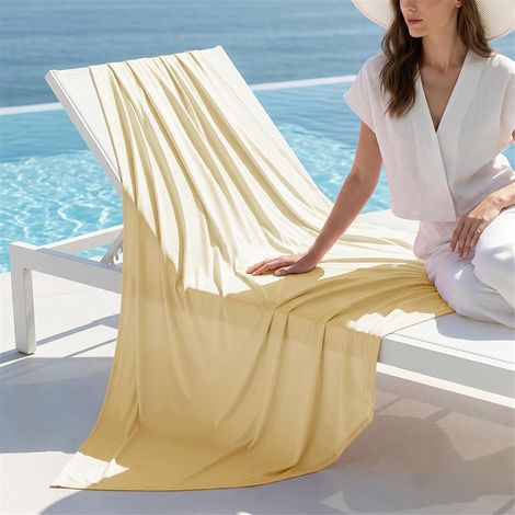 Coperta tinta unita, traspirante e fresca rinfrescante all'istante per l'estate morbida sulla pelle adatta per divani letto giallo chiaro 150x200 cm. (1/3)