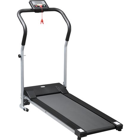 Tapis Roulant Electrique Pliable 1.25HP LCD 1-10 km/h Roues, Noir Gris