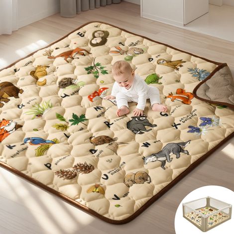 Baby Spielmatte Krabbelmatte Boden Spielunterlage Laufstallmatte, Rutschfeste Faltbar, 125x125 cm