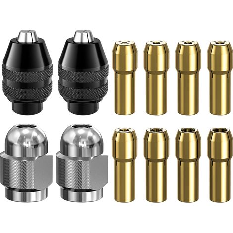 Set di 14 mandrini per trapano Dremel, da 1/32" a 1/8", ricambio 4486, mandrino autoserrante, utensile rotante, adattatore a cambio rapido