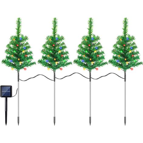 TolleTour Solar-Weihnachtsbaum Gartenstecker, 4 Stück, 80 bunte LEDs, 8 Leuchtmodi, 50 cm (1/5)