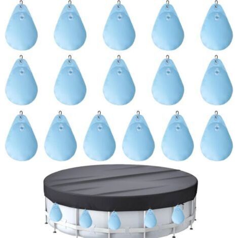 Set mit 16 Wassersäcken für Poolabdeckungen mit Haken, Hochleistungs-Wassersäcke für Poolabdeckungen, PVC, auslaufsicher, zum Aufhängen, befüllbar, Gewichte für Winter-Poolabdeckungen