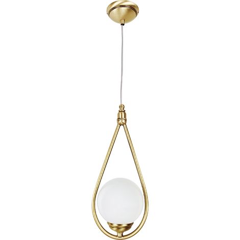 Suspension verre laiton 15 cm de large H : max 120 cm en bronze clair abat-jour boule ronde E14