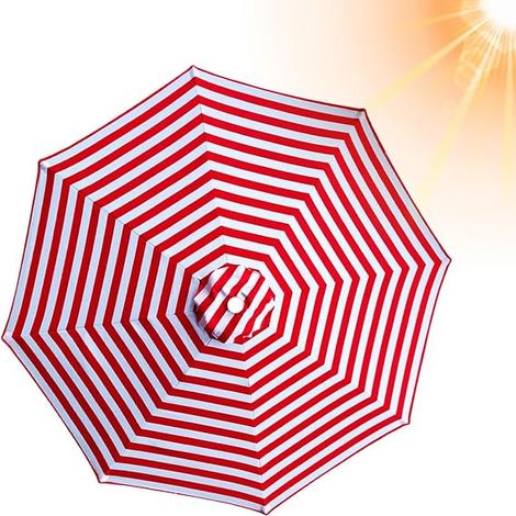 Ersatz-Sonnenschirm für Terrasse und Garten, UV-, wind- und regenbeständig, geeignet für Garten und Strand, rot, 200 cm, 8 Streben (1/5)