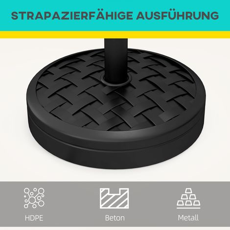 Support pour parasol en béton 18 kg, porte-parapluie rond pour parasol 32/38/48mm noir (1/5)