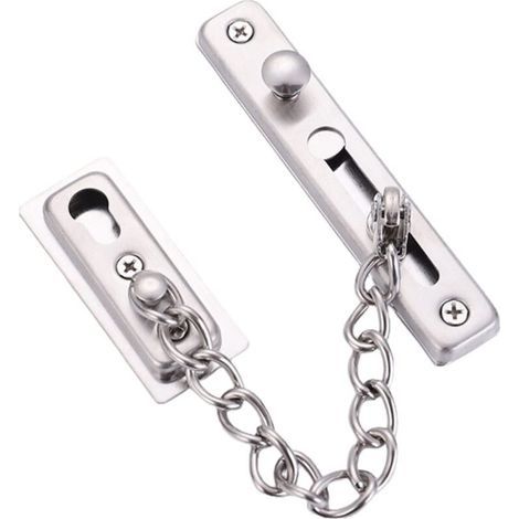 Türkette – Edelstahl-Kettenschloss – Für Innentüren und Nebeneingänge – Oberfläche: Gebürstetes Nickel – 1 Stück (1/5)