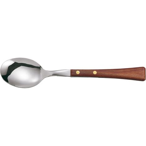 Couverts de Table Acier Inoxydable 18/10 - Manche Bois Comprimé 95 mm - Usage Quotidien, Série Manchega, Marron (1/4)