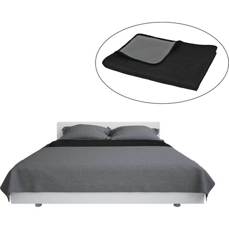 vidaXL Cubrecama acolchado doble cara 170x210 cm gris y negro (1/2)