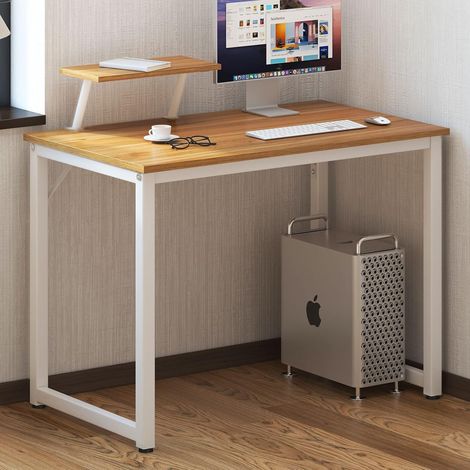 Soges – Bureau d'ordinateur compact 100x50 cm – Matériaux E1, cadre métallique robuste – Grand espace de travail ajustable – Pour maison, bureau, école