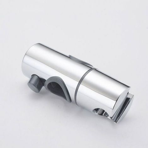 Support douchette coulissant – Plastique chromé brillant – Bouton poussoir – pour barre de douche 22 mm (1/4)