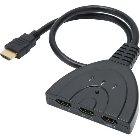 Commutateur HDMI 3 entrées 1 sortie 1080P Hub Switch Multiprise Adaptateur Câble Prise en Charge Plug and Play (1/5)