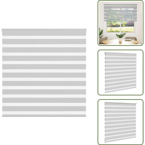 Store zèbre gris clair largeur du tissu 140,9 cm polyester - Store Zébré - Stores Zébrés - Store À Enrouleur Zébré - Double Store À Enrouleur (1/5)