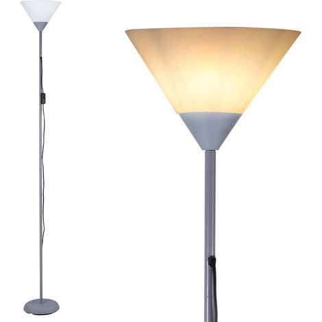 Lampada Piantana da Terra 180cm Design Moderno Paralume E27 40W Metallo Grigio (1/5)